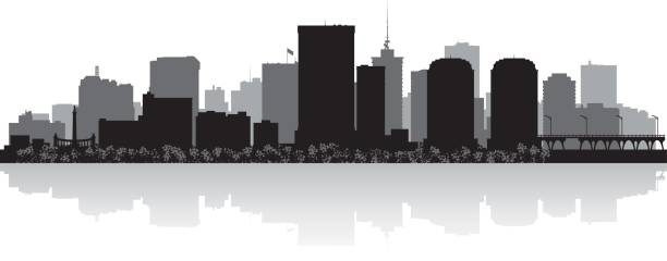 ilustrações, clipart, desenhos animados e ícones de de richmond, virginia city skyline silhueta - richmond virginia virginia skyline urban scene
