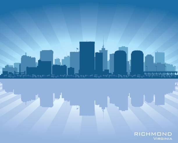 ilustrações, clipart, desenhos animados e ícones de de richmond, virginia city skyline silhueta - richmond virginia virginia skyline urban scene