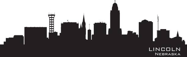 Lincoln Nebraska city skyline silhouette Lincoln Nebraska city skyline vector silhouette illustration lincoln nebraska stock illustrations