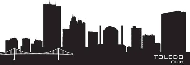 Vector illustration of Toledo Ohio city skyline silhouette