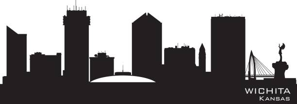 ilustrações de stock, clip art, desenhos animados e ícones de wichita kansas city skyline silhueta - kansas