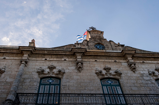 The Flag on Baroque Style Building in Cuba