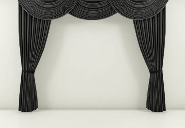 black curtain or drapes background. 3d render stock photo