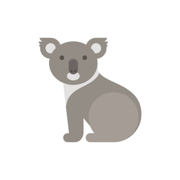 ilustraciones, imágenes clip art, dibujos animados e iconos de stock de ilustración de estilo plano de vector del oso koala. - stuffed animal toy koala australia