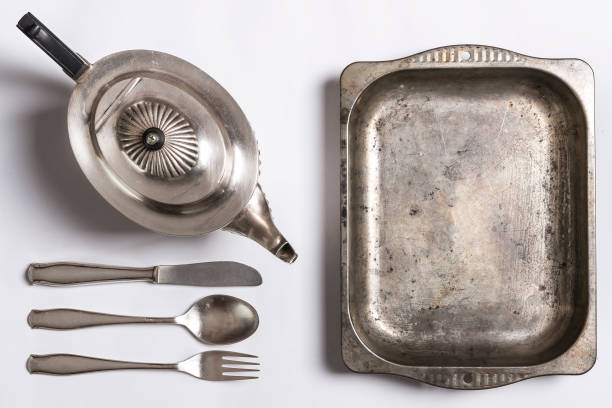 istock Flat view of vintage cutlery set 645521476