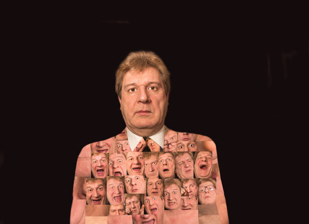 istock The collage from different male face expressions 645527720