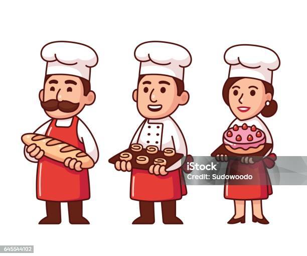 Cartoon Bagare Som-vektorgrafik och fler bilder på Bagare - Bagare, Bröd, Bageri