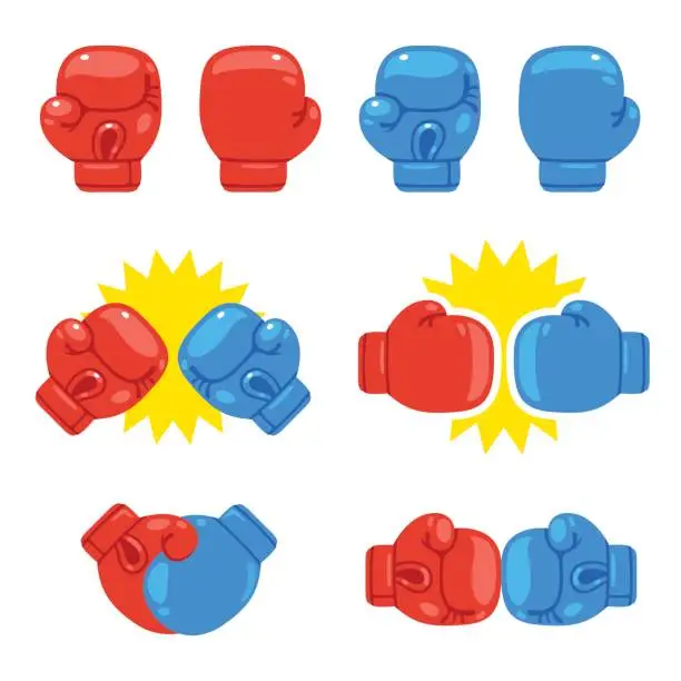 Vector illustration of Boxing gloves set