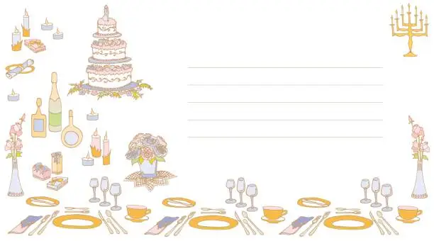 Vector illustration of Serving a menorah wedding invitation visit card color