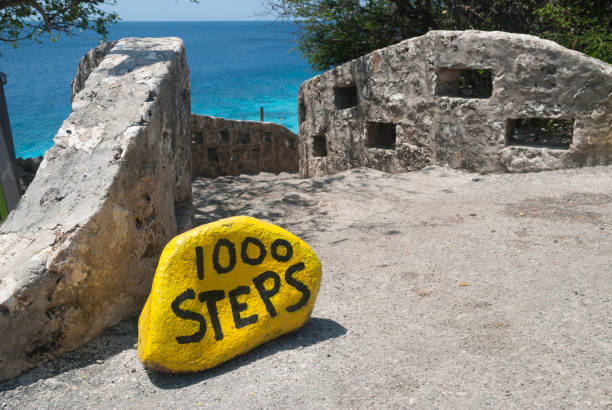 1000 steps beach, Bonaire stock photo