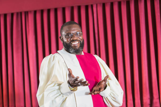 istock Mature black man in church choir 645583498