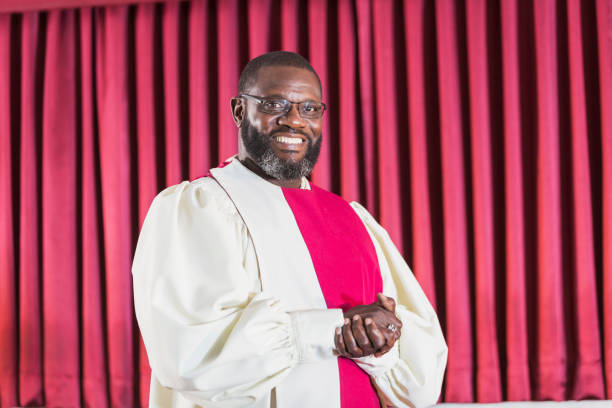 istock Mature black man in church choir 645583504