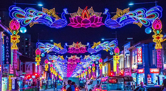 Serangoon Road in Singapore in November lit up for the annual Hindu festival of Diwali.