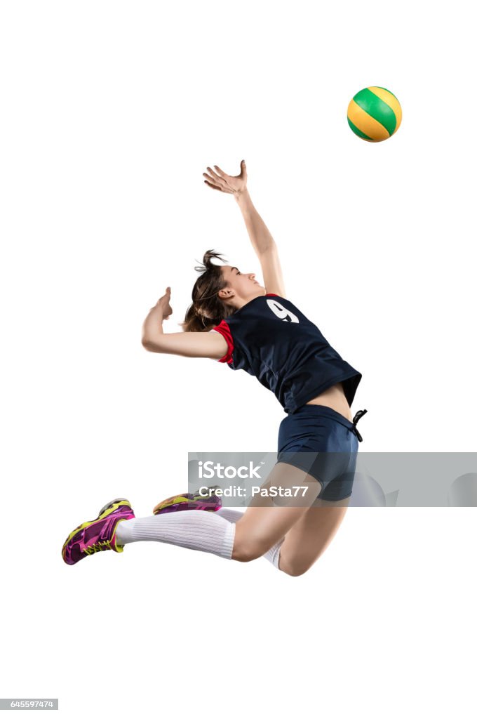 Femme frapper le ballon Joueur de volleyball  - Photo de Ballon de volley libre de droits