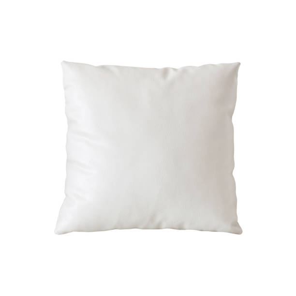 fronha branca em branco - pillow cushion isolated bedding - fotografias e filmes do acervo