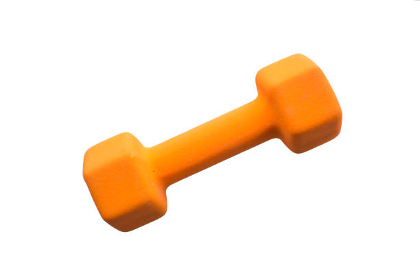 Orange dumbbells vector art illustration