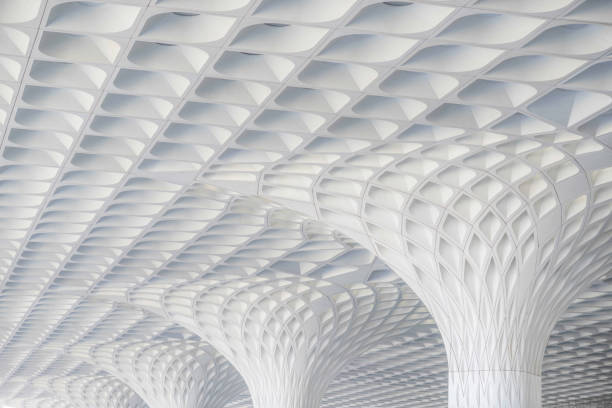 Mumbai international airport Architectural details of the white columns of Mumbai international airport india airport stock pictures, royalty-free photos & images