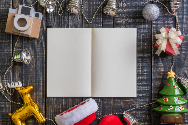 istock Christmas decorations on the wooden background 645614964