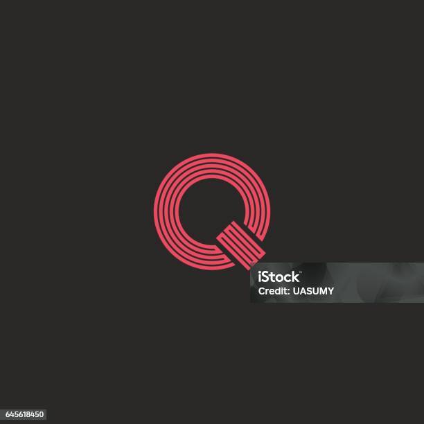 Letter Q Monogram Simple Logo Thin Line Broken Geometric Shape Stock Illustration - Download Image Now