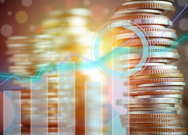 istock graph on rows of coins for finance and banking concept 645619490