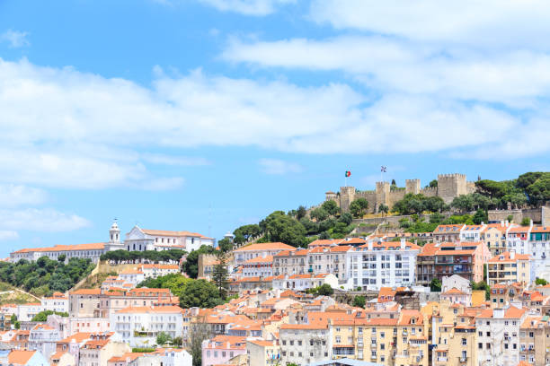 istock old town lisbon and Castelo de Sao Jorge 645620554
