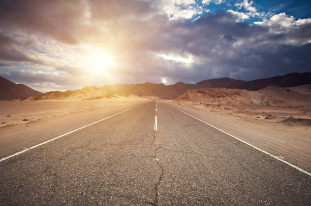 istock through the Sinai desert road 645628890