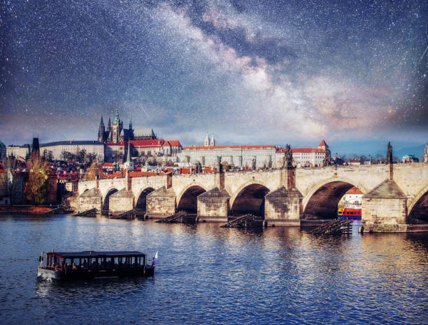 Fantastic views of the Charles Bridge. The beauty  the sky. Cz Fantastic views of the Charles Bridge. The beauty of the sky. Czech Republic old town bridge tower stock pictures, royalty-free photos & images