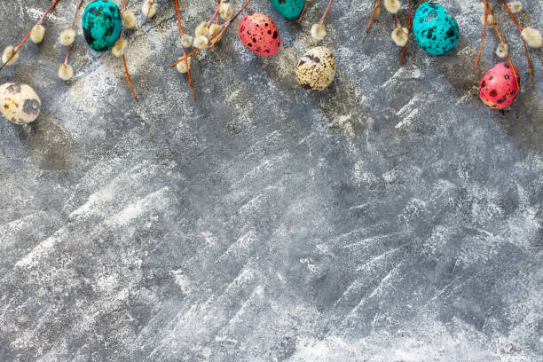 istock Cooking recipe background for the celebration of Easter on a concrete background. Top view, copy space. Food background. 645632676