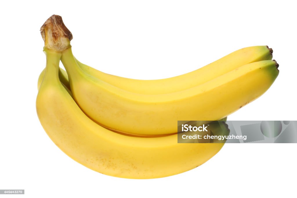 Isolated shot of bunch of bananas on white background Banana Stock Photo