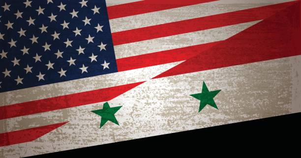 istock USA and Syria Flag with grunge texture background 645646184