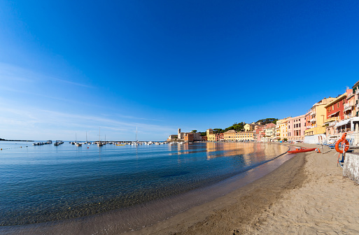 Bay of Baia del Silenzio in town Sestri Levante in Italy, Europe
