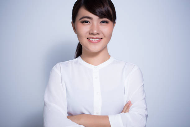istock Asian woman is happy on isolaed background 645657218