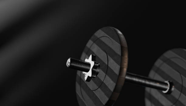 istock Dumbbells over varial material and background. 3d render 645667510