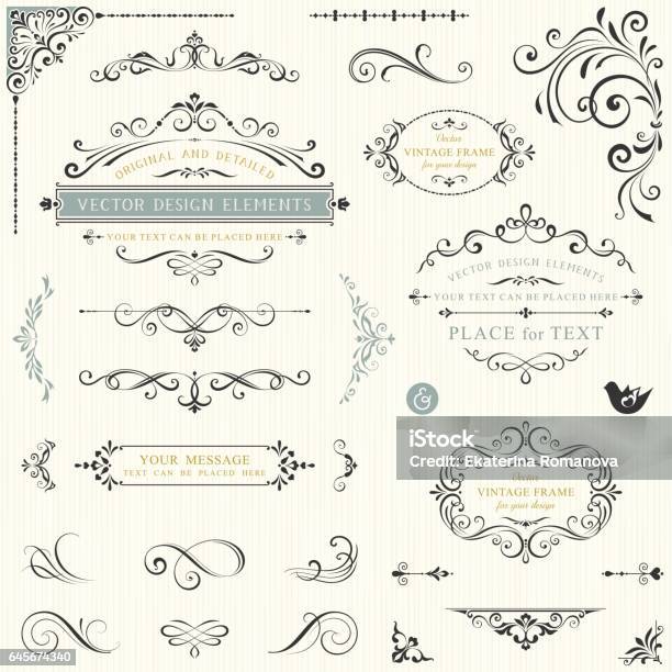 Design Fleuri Elements03 Vecteurs libres de droits et plus d'images vectorielles de Coin - Coin, Motif ornemental, Ornement