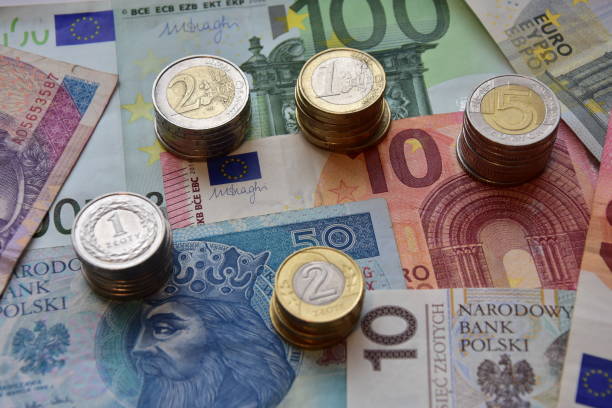 istock coins and banknotes EUR and PLN 645674568