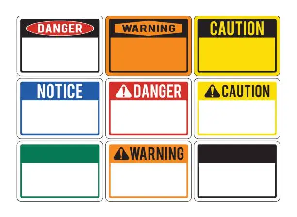Vector illustration of Blank warning signs. Set of warning signs about the dangers. Danger.
