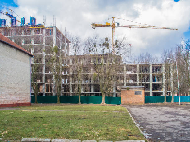 istock Crane construction bricks concrete building in the city 645681806