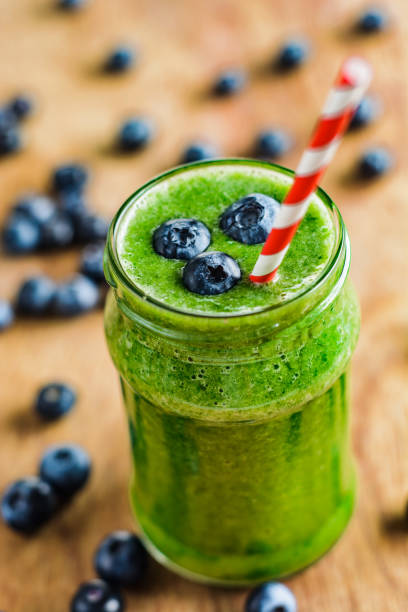 istock Green smoothie with spinach, mango and banana 645682856