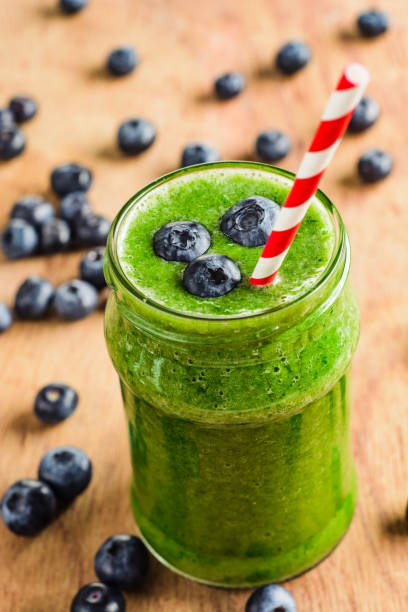 istock Green smoothie with spinach, mango and banana 645682866