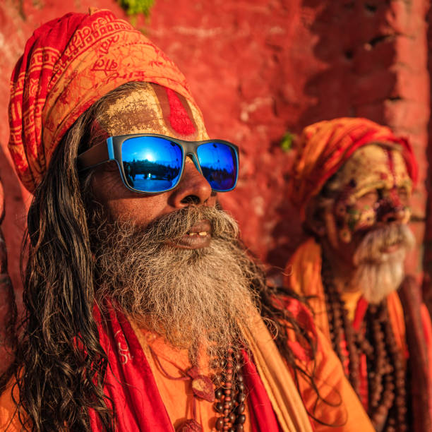 istock Sadhu - indian holymen sitting in the temple 645694064