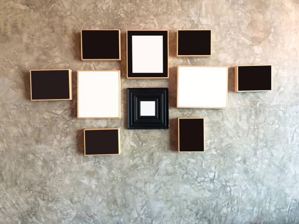 istock Brick wall with photo frames,vintage style. 645697670