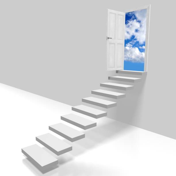istock 3D stairway to heaven concept 645699606