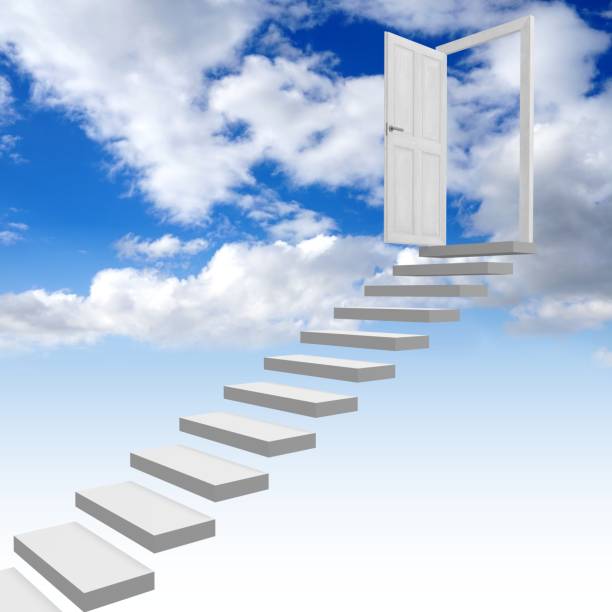 istock 3D stairway to heaven concept 645702184
