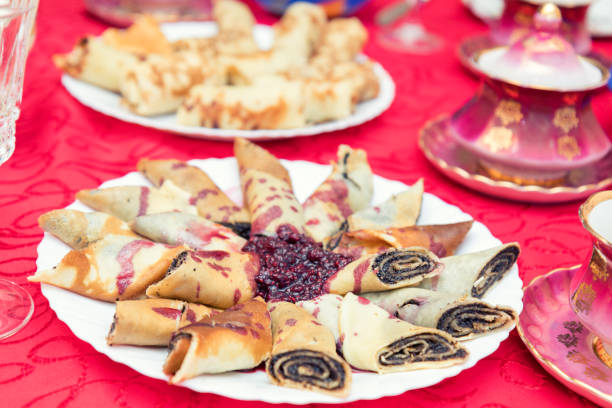 istock Crepes filled with poppy and raspberry syrup 645704796