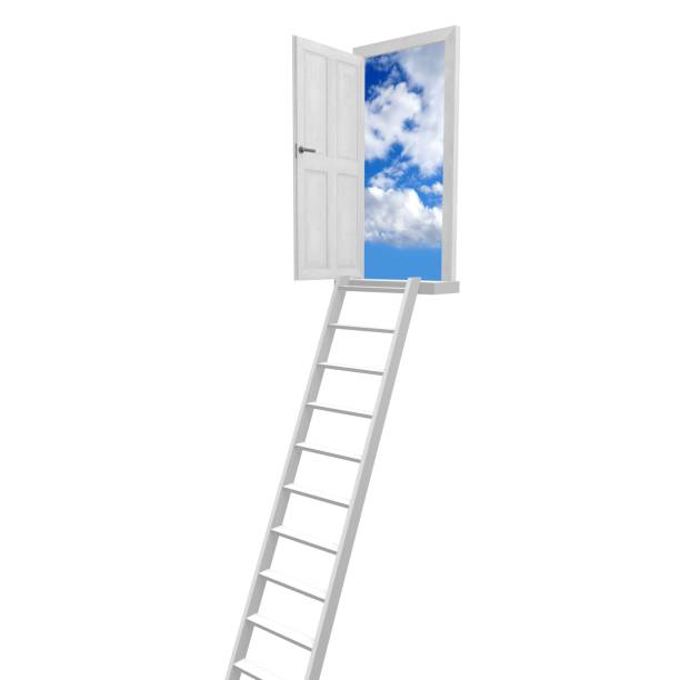 istock 3D ladder to heaven concept 645705496