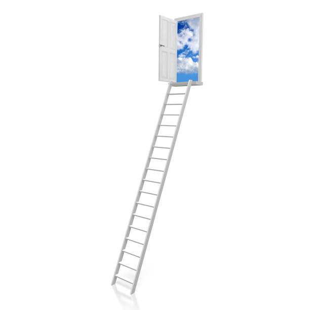istock 3D ladder to heaven concept 645705552