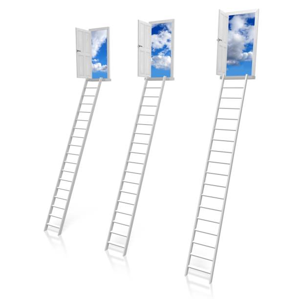 istock 3D ladder to heaven concept 645705592