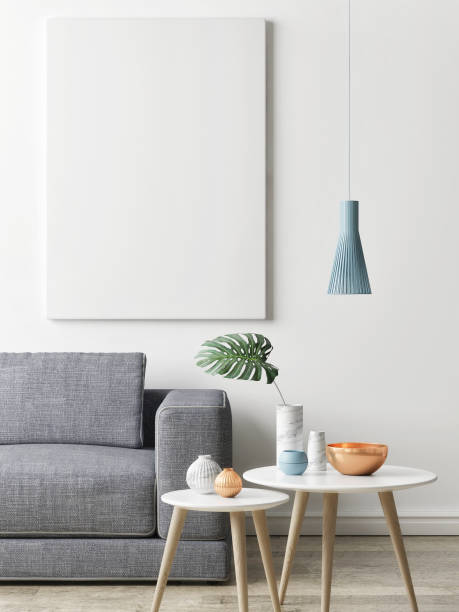 istock Close up poster in hipster living room background 645707802
