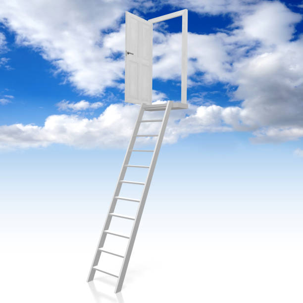 istock 3D ladder to heaven concept 645708124