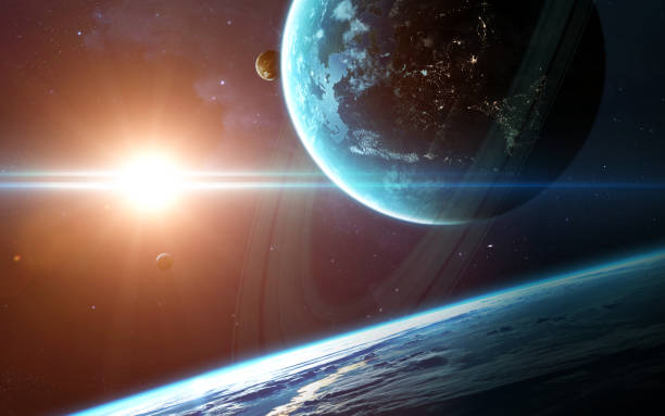 istock Abstract scientific background - planets in space, nebula and stars. Elements of this image furnished by NASA nasa.gov 645708548